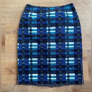 Weekend Max Mara Women’s Pencil Skirt Size 8 Blue Plaid Cotton Blend italy